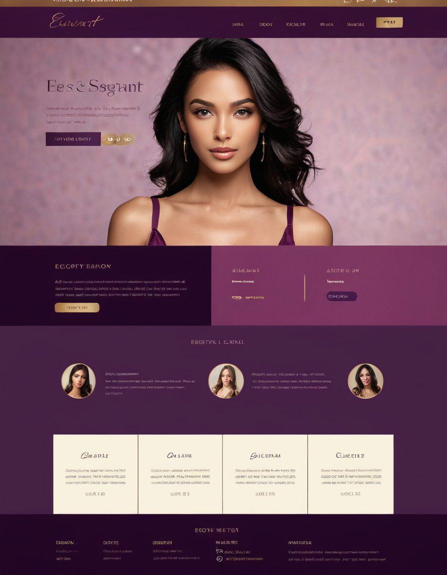 A sleek and modern digital interface displaying an elegant escort booking platform, featuring tasteful images of alluring models in chic settings. Surround the interface with subtle elements of sophistication, like soft lighting, hints of luxury, and minimalist icons suggesting discretion and excitement. Include an inviting and smooth color palette of deep purples and soft golds to evoke a sense of allure. super-realistic. vibrant colors. modern design.